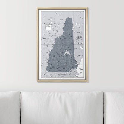 Push Pin New Hampshire Map (Pin Board) - Dark Gray Color Splash CM Pin Board