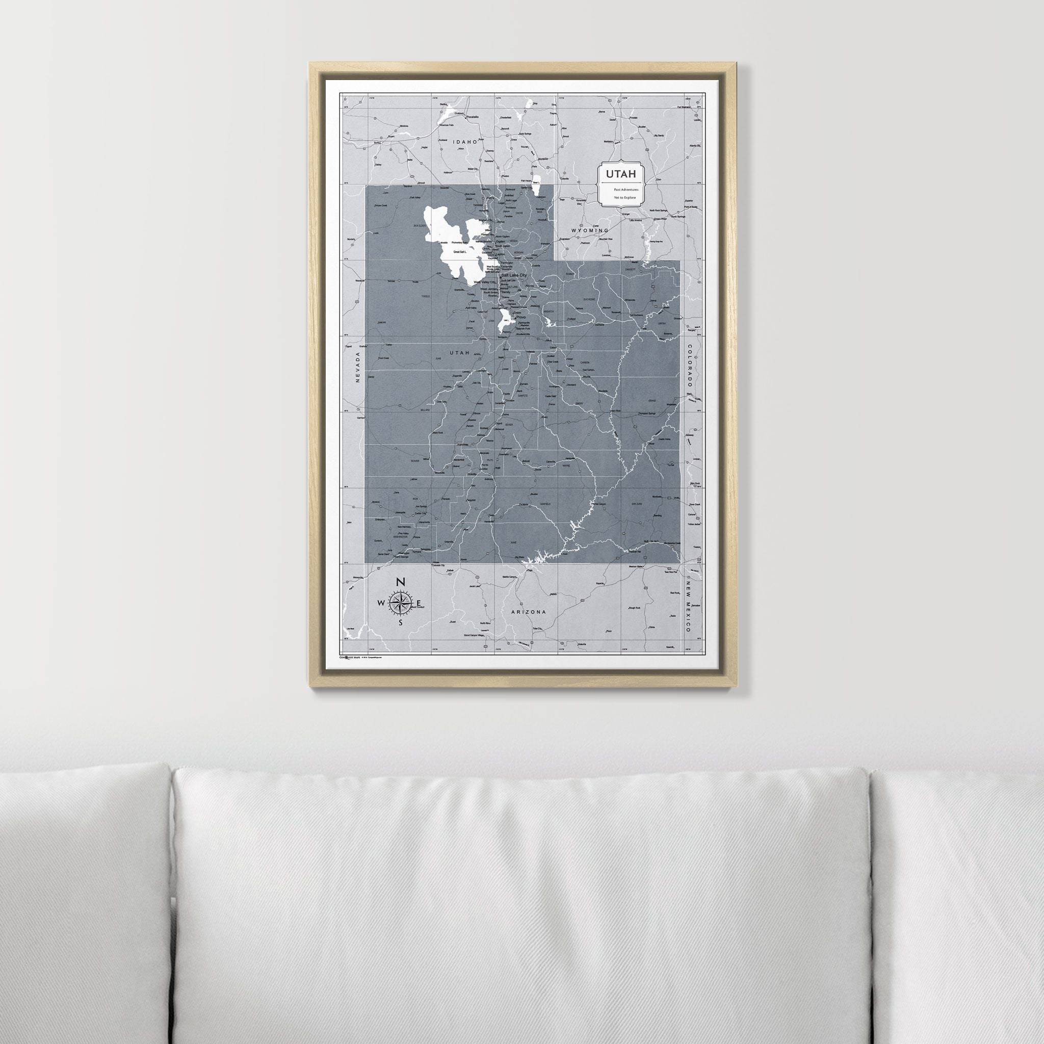 Push Pin Utah Map (Pin Board) - Dark Gray Color Splash CM Pin Board