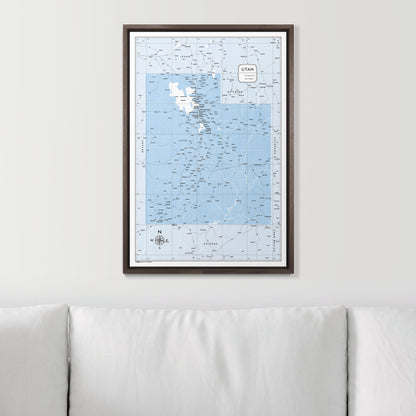 Push Pin Utah Map (Pin Board) - Light Blue Color Splash CM Pin Board