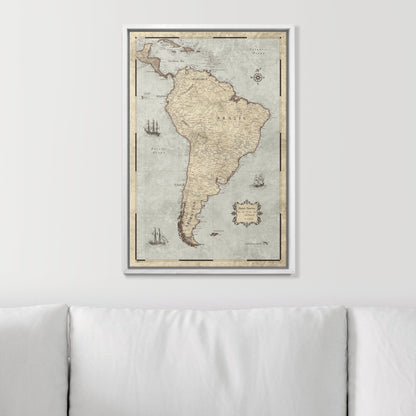 Push Pin South America Map (Pin Board) - Rustic Vintage CM Pin Board