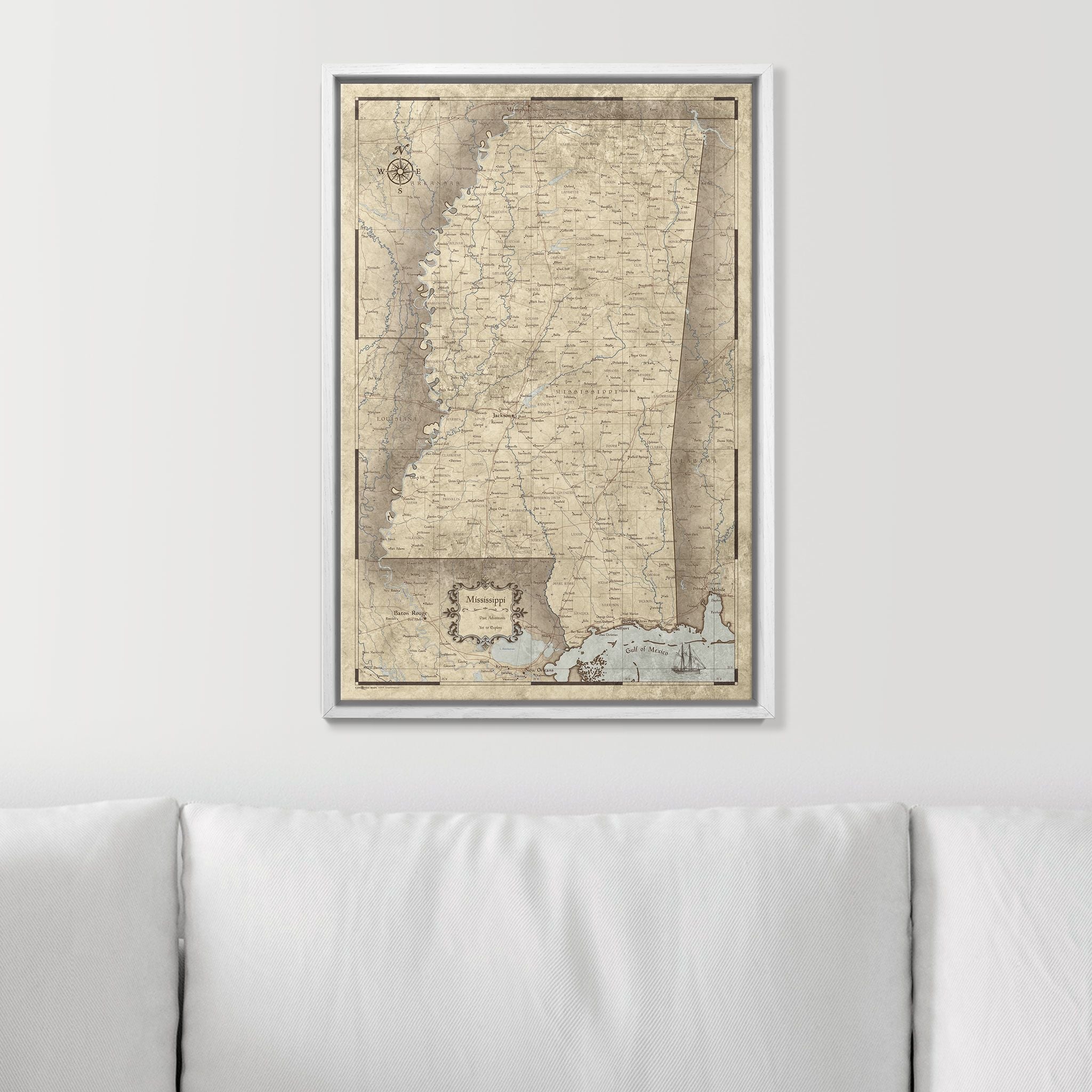 Push Pin Mississippi Map (Pin Board) - Rustic Vintage CM Pin Board