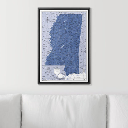 Push Pin Mississippi Map (Pin Board) - Navy Color Splash CM Pin Board