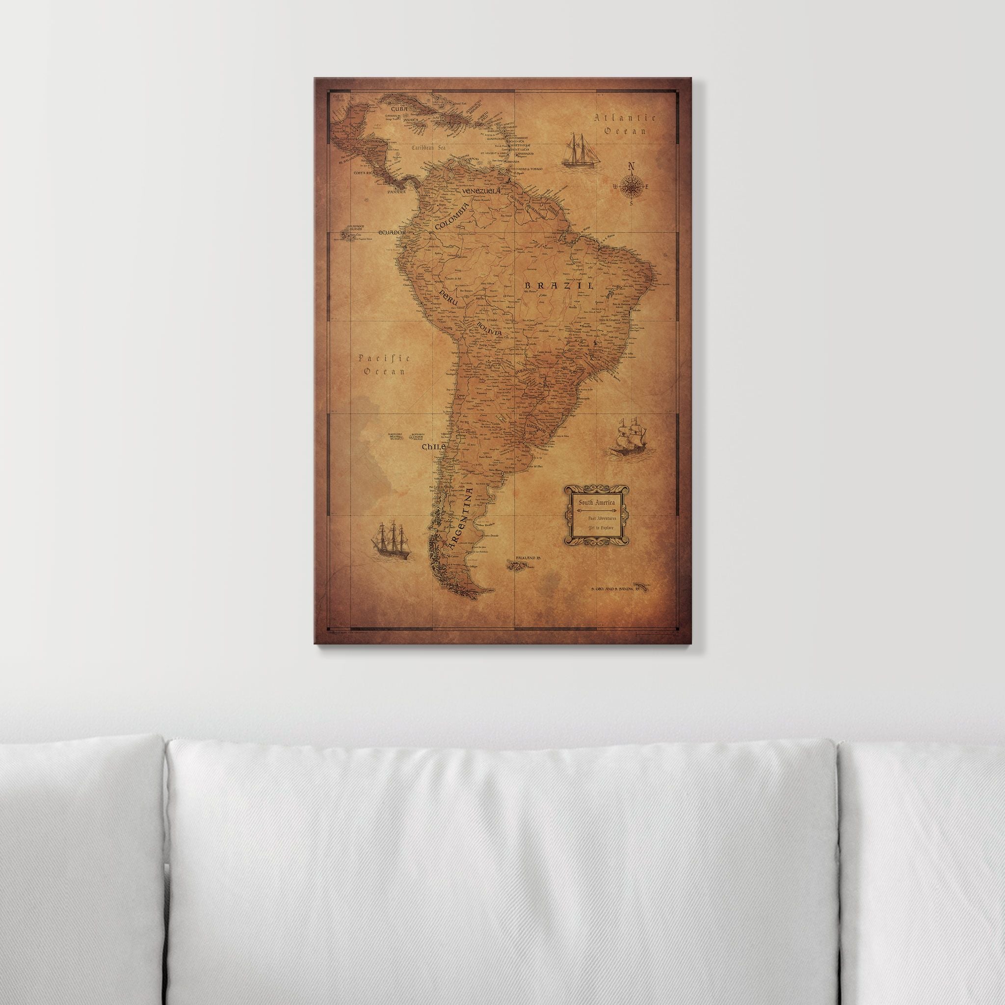 Push Pin South America Map (Pin Board) - Golden Aged CM Pin Board