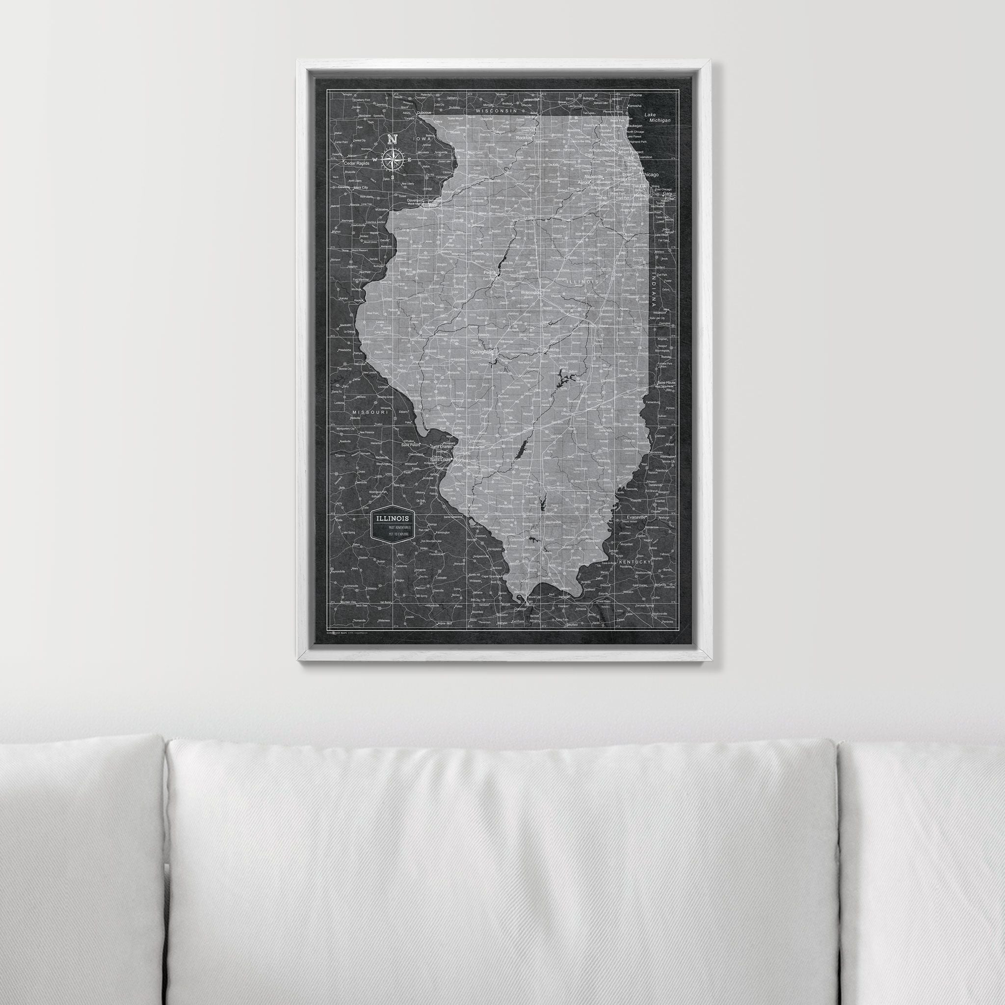 Push Pin Illinois Map (Pin Board) - Modern Slate CM Pin Board