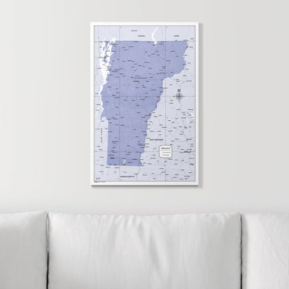 Push Pin Vermont Map (Pin Board) - Purple Color Splash CM Pin Board