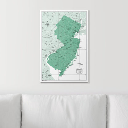 Push Pin New Jersey Map (Pin Board) - Green Color Splash CM Pin Board