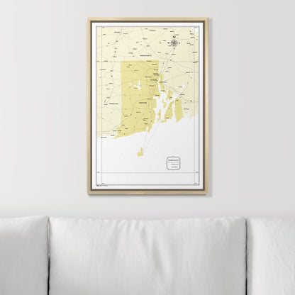 Push Pin Rhode Island Map (Pin Board) - Yellow Color Splash CM Pin Board