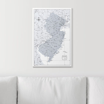 Push Pin New Jersey Map (Pin Board) - Light Gray Color Splash CM Pin Board