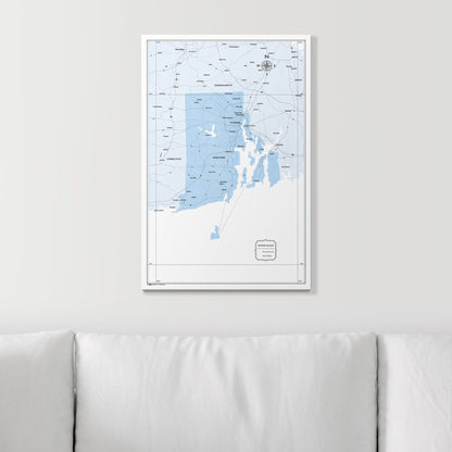 Push Pin Rhode Island Map (Pin Board) - Light Blue Color Splash CM Pin Board