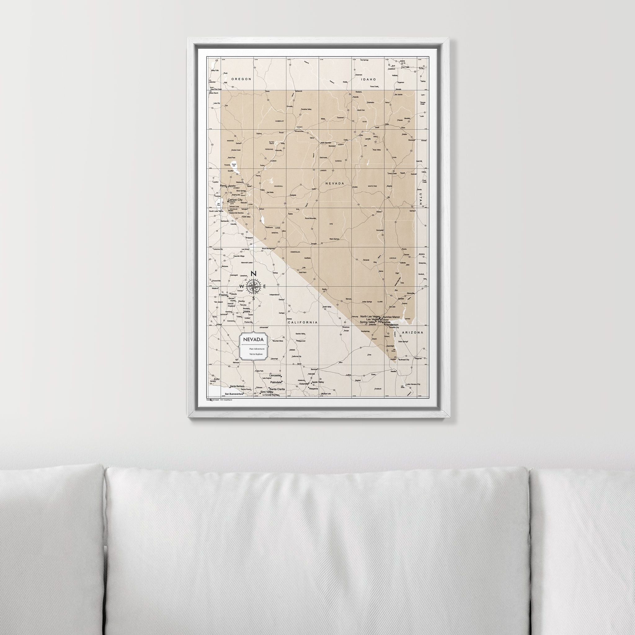 Push Pin Nevada Map (Pin Board) - Light Brown Color Splash CM Pin Board