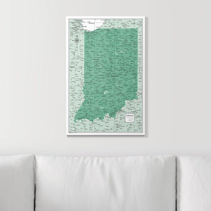 Push Pin Indiana Map (Pin Board) - Green Color Splash CM Pin Board