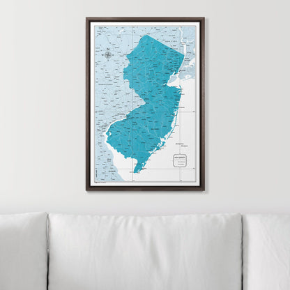 Push Pin New Jersey Map (Pin Board) - Teal Color Splash CM Pin Board