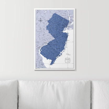 Push Pin New Jersey Map (Pin Board) - Navy Color Splash CM Pin Board