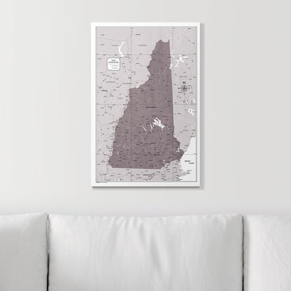 Push Pin New Hampshire Map (Pin Board) - Dark Brown Color Splash CM Pin Board