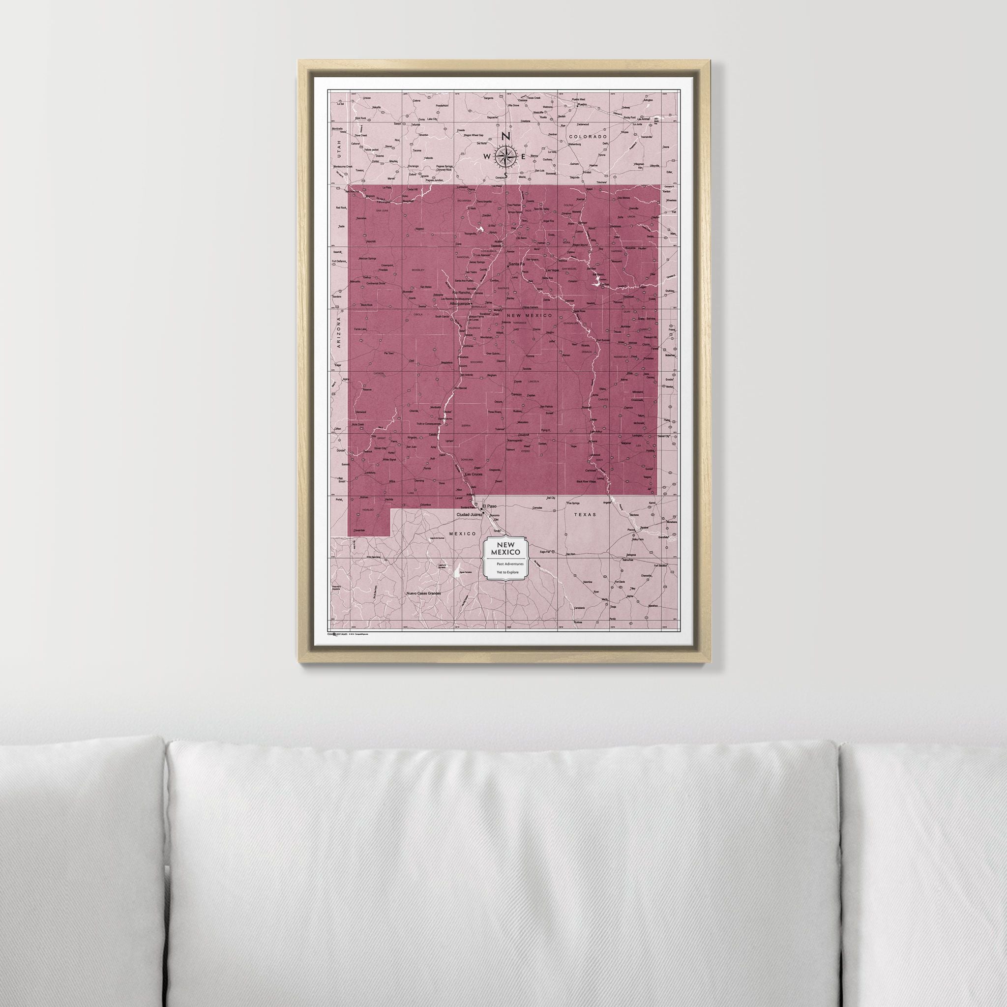 Push Pin New Mexico Map (Pin Board) - Burgundy Color Splash CM Pin Board