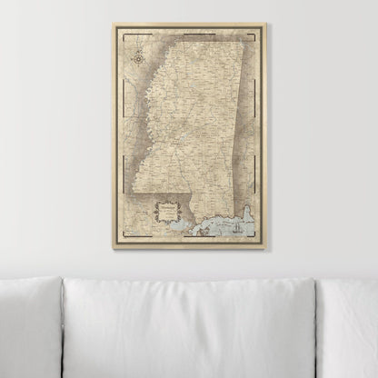 Push Pin Mississippi Map (Pin Board) - Rustic Vintage CM Pin Board