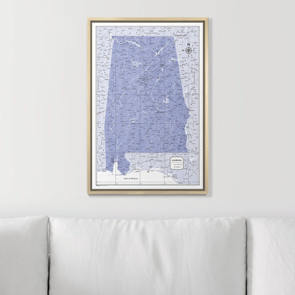 Push Pin Alabama Map (Pin Board) - Purple Color Splash CM Pin Board