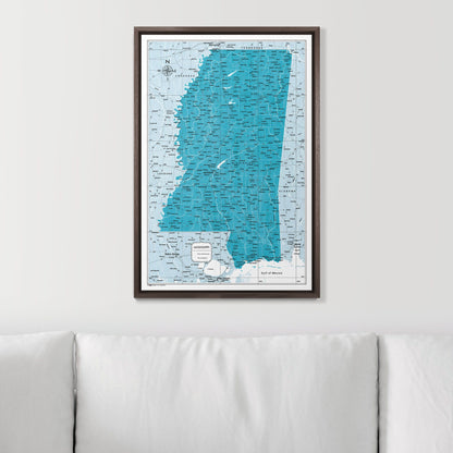 Push Pin Mississippi Map (Pin Board) - Teal Color Splash CM Pin Board