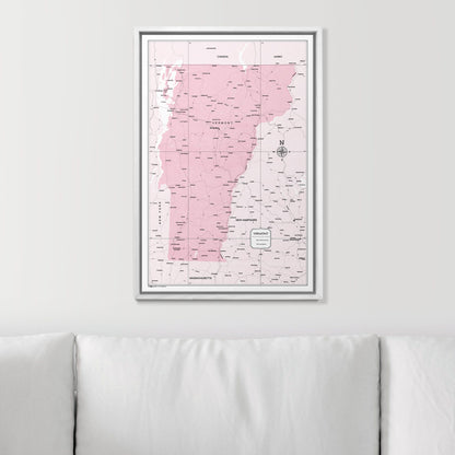 Push Pin Vermont Map (Pin Board) - Pink Color Splash CM Pin Board