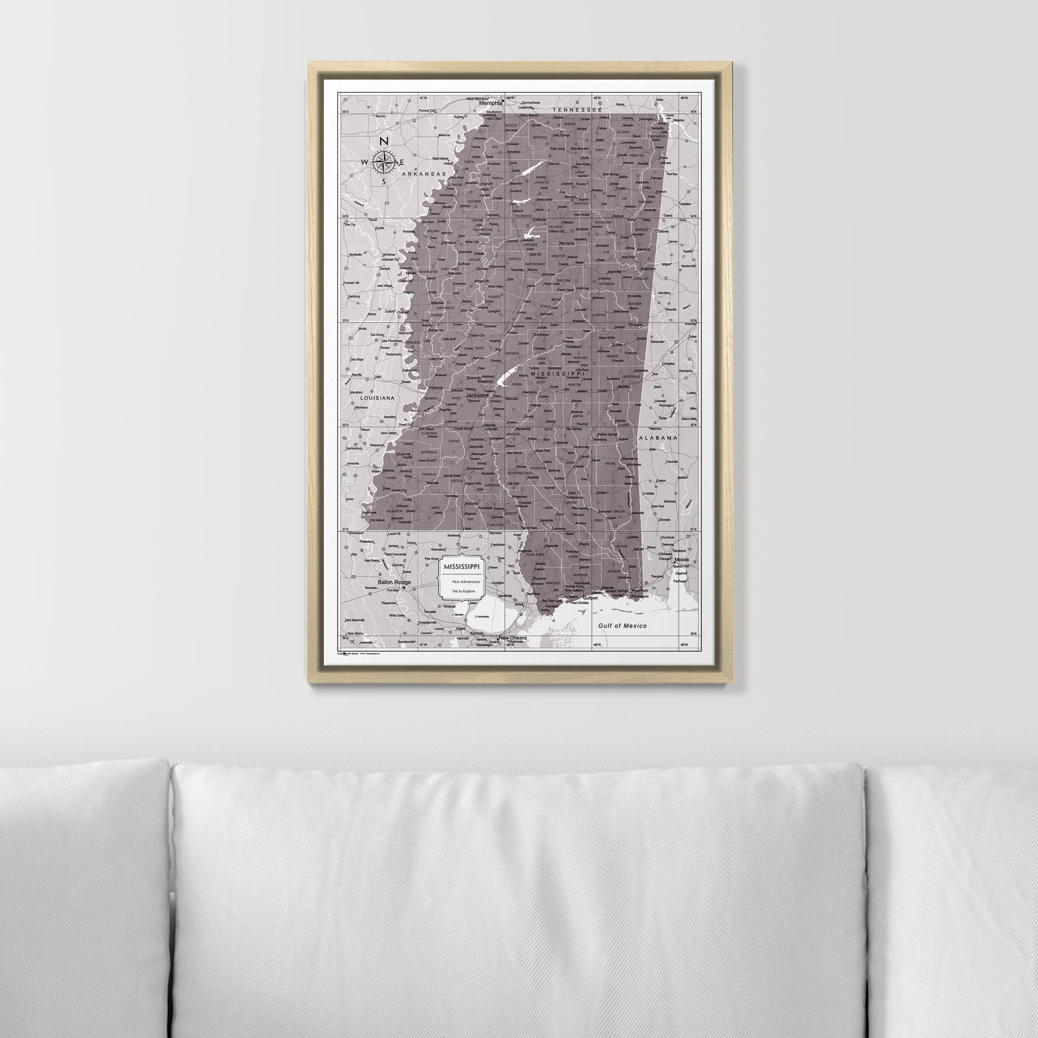 Push Pin Mississippi Map (Pin Board) - Dark Brown Color Splash CM Pin Board