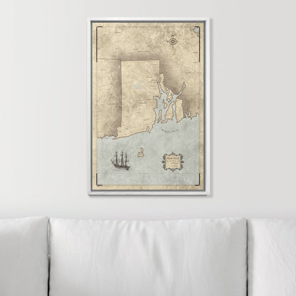 Push Pin Rhode Island Map (Pin Board) - Rustic Vintage CM Pin Board