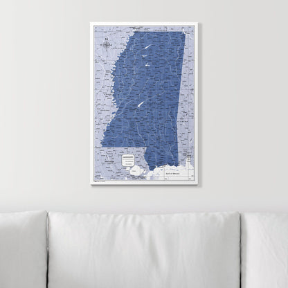 Push Pin Mississippi Map (Pin Board) - Navy Color Splash CM Pin Board