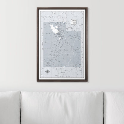 Push Pin Utah Map (Pin Board) - Light Gray Color Splash CM Pin Board