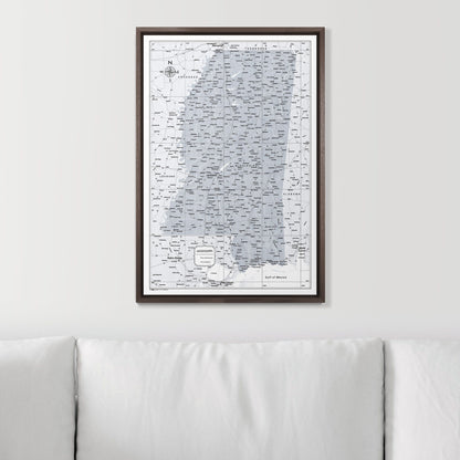 Push Pin Mississippi Map (Pin Board) - Light Gray Color Splash CM Pin Board