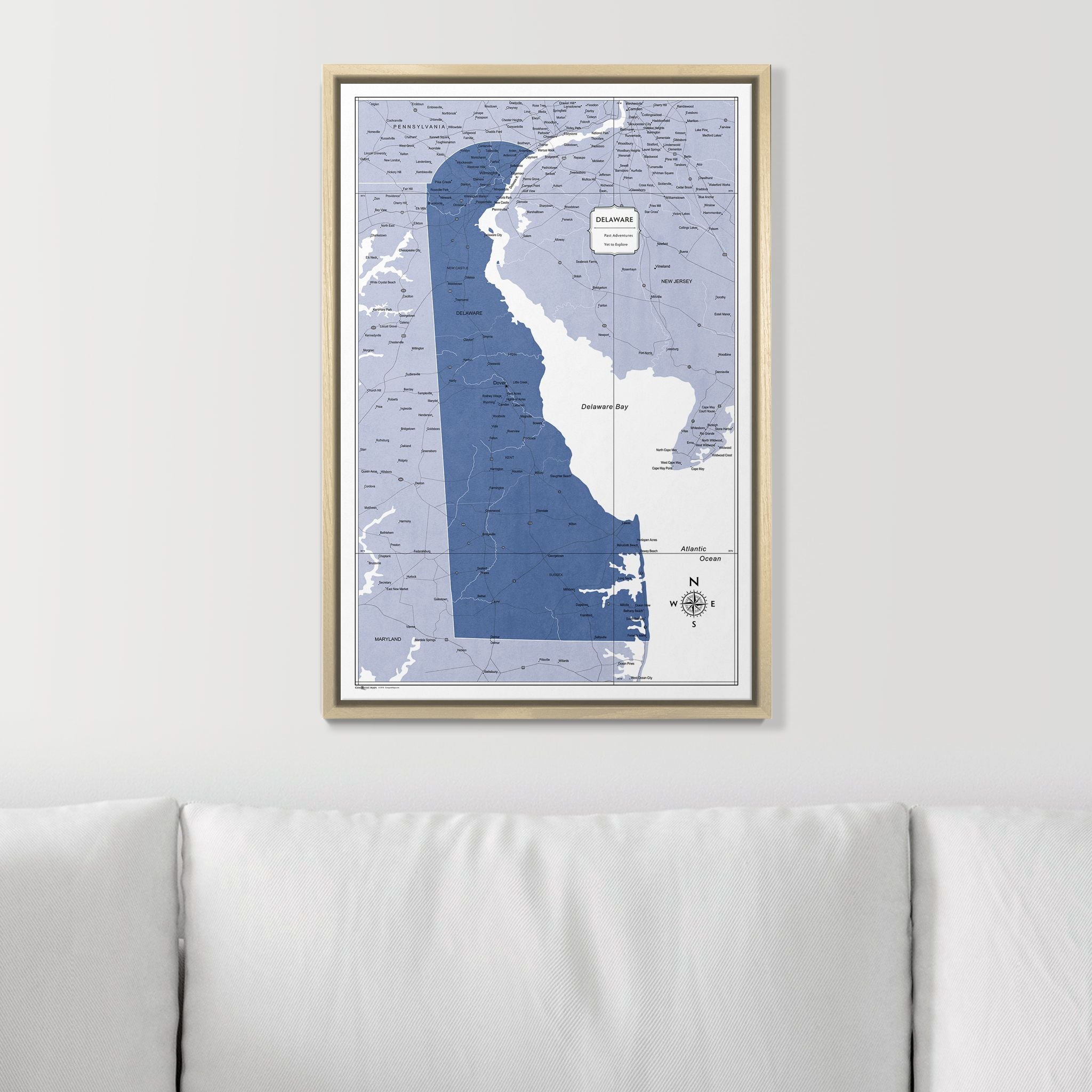 Push Pin Delaware Map (Pin Board) - Navy Color Splash CM Pin Board