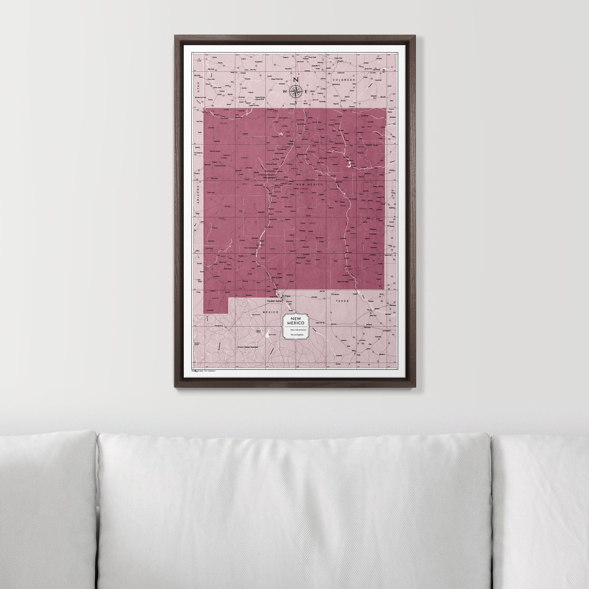 Push Pin New Mexico Map (Pin Board) - Burgundy Color Splash CM Pin Board