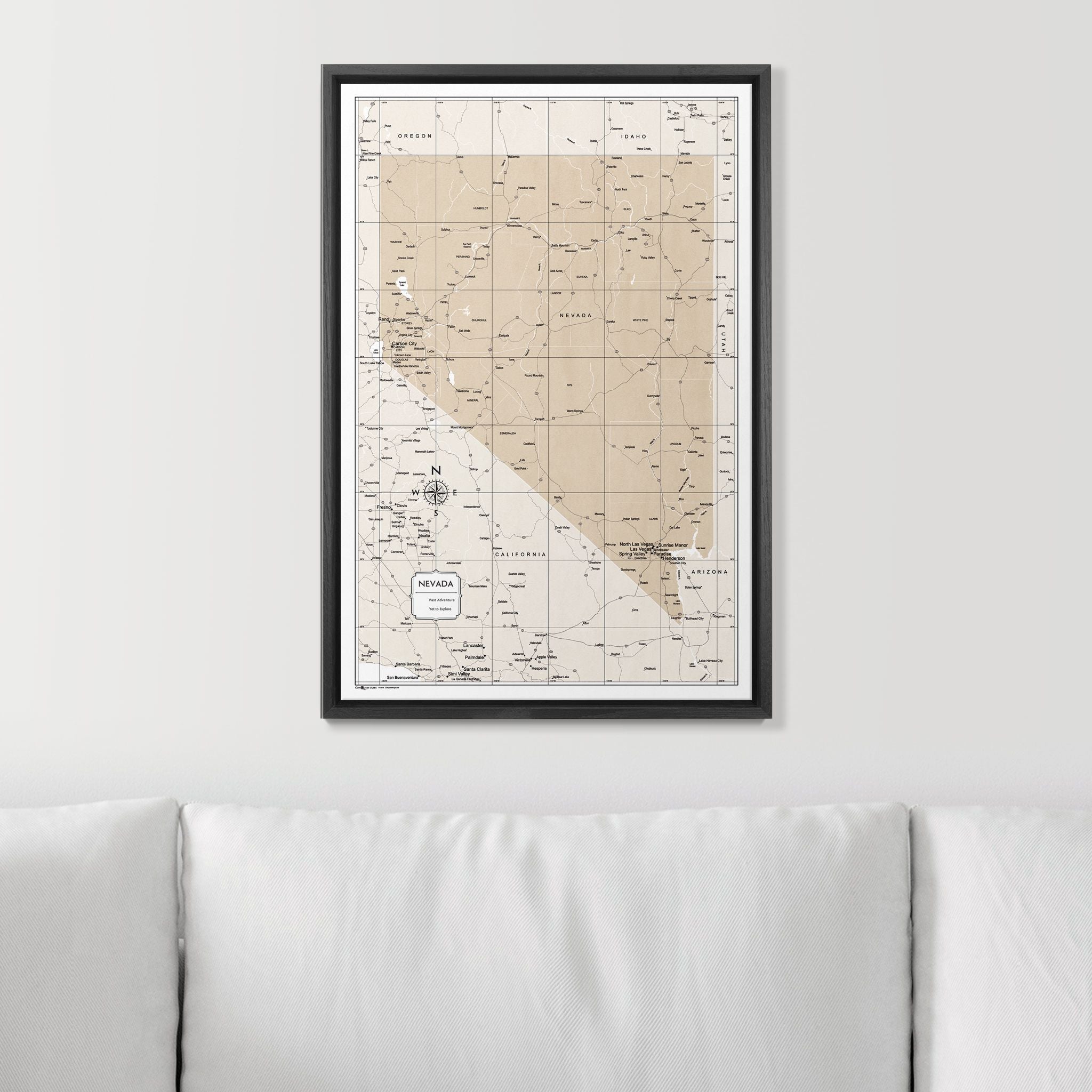 Push Pin Nevada Map (Pin Board) - Light Brown Color Splash CM Pin Board