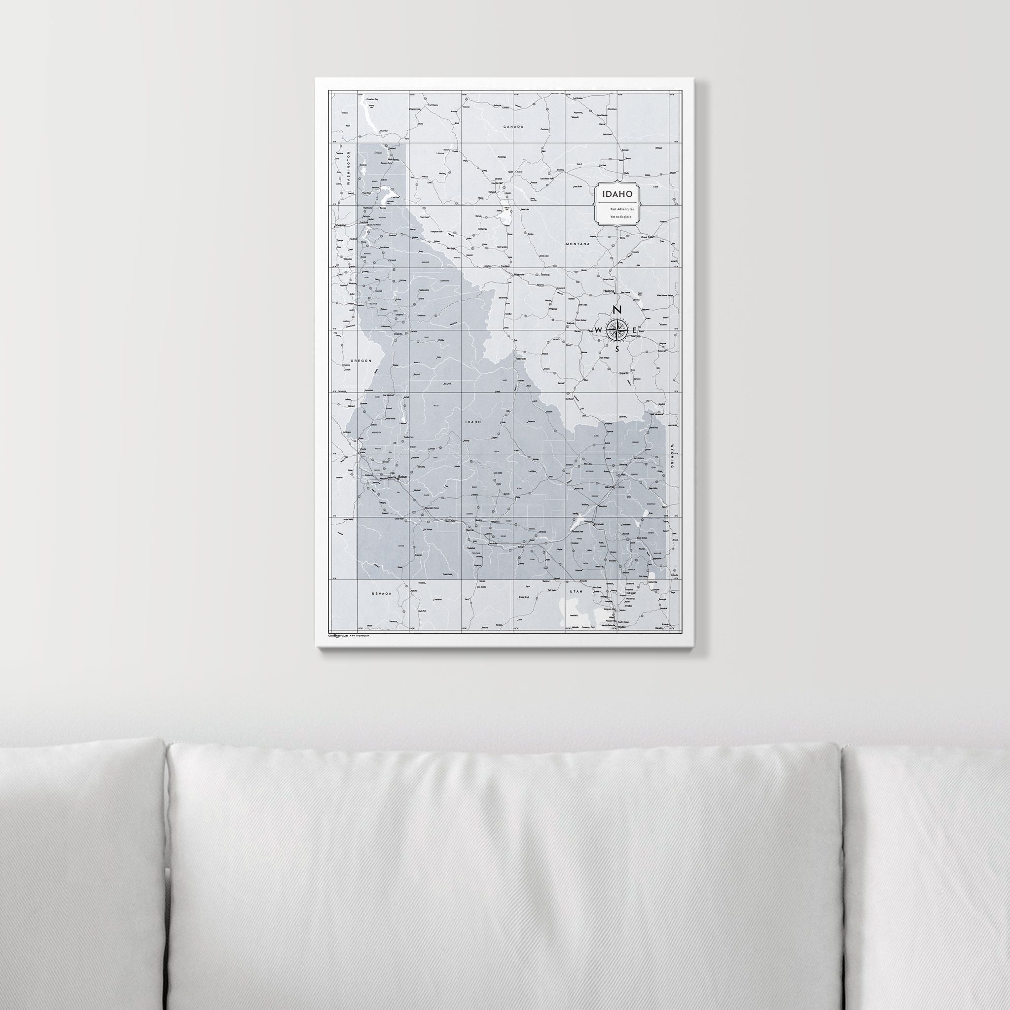 Push Pin Idaho Map (Pin Board) - Light Gray Color Splash CM Pin Board