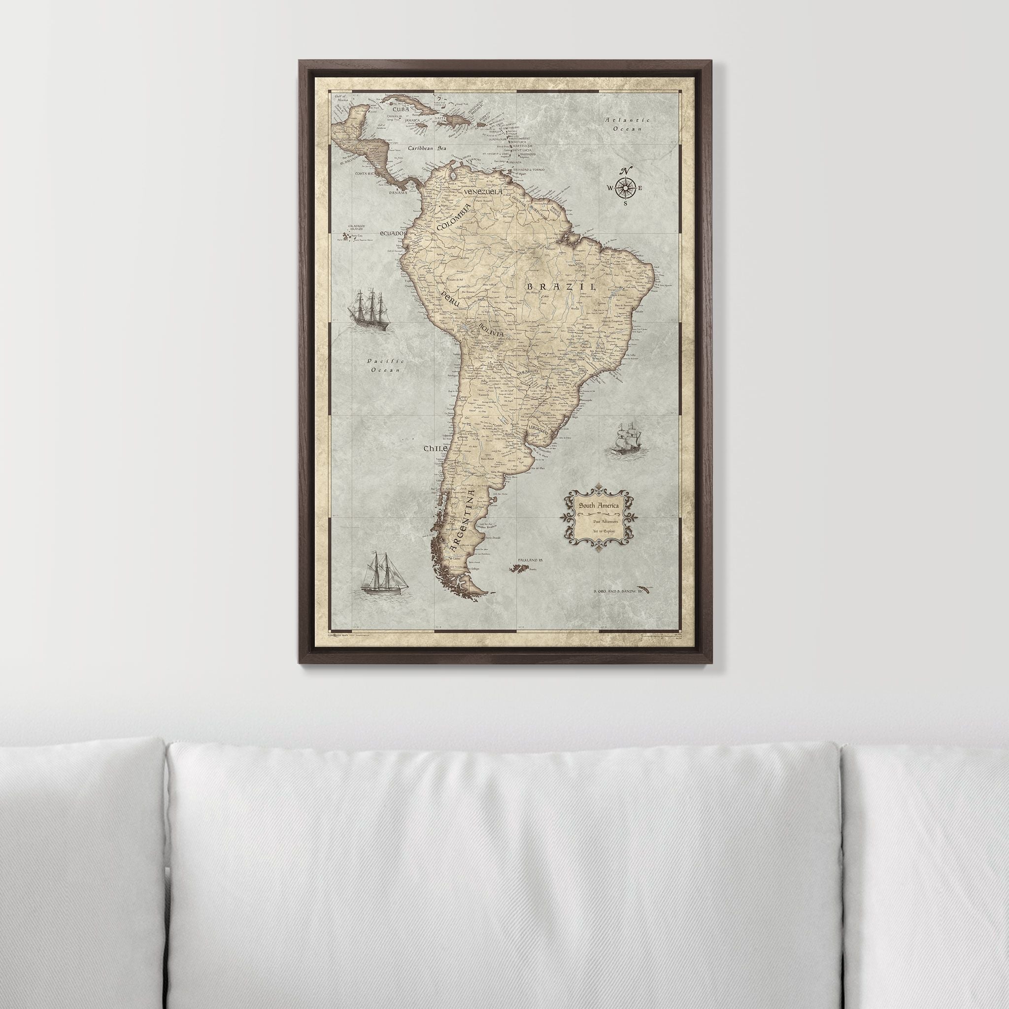 Push Pin South America Map (Pin Board) - Rustic Vintage CM Pin Board