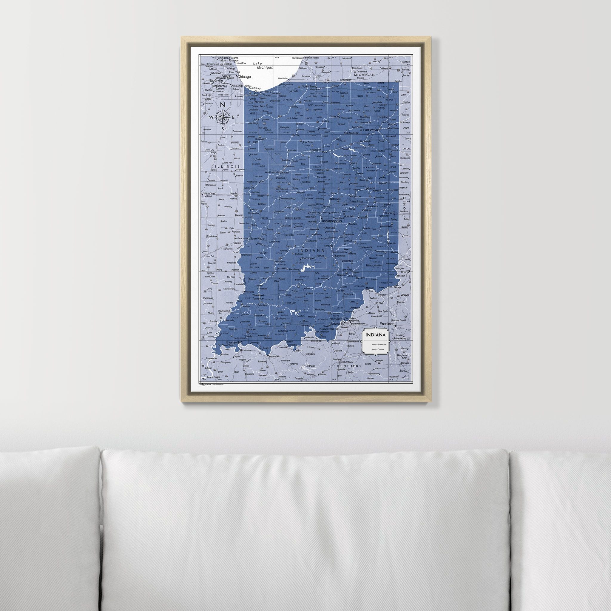 Push Pin Indiana Map (Pin Board) - Navy Color Splash CM Pin Board