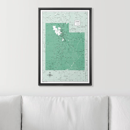 Push Pin Utah Map (Pin Board) - Green Color Splash CM Pin Board