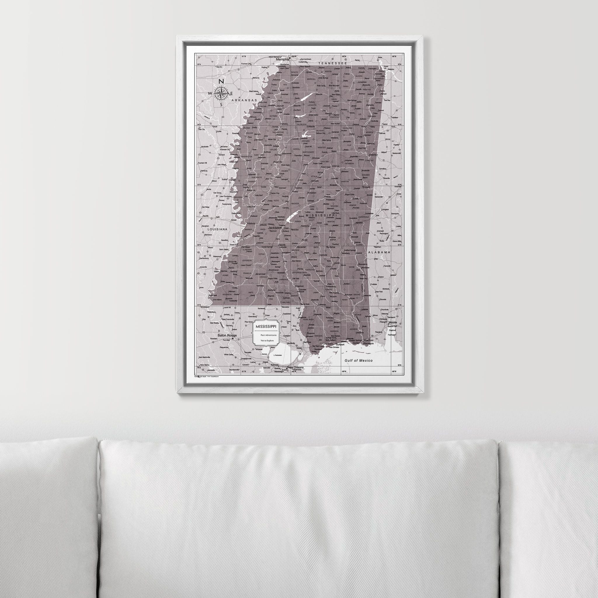 Push Pin Mississippi Map (Pin Board) - Dark Brown Color Splash CM Pin Board