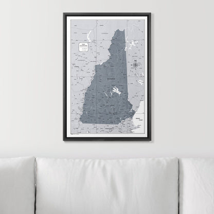 Push Pin New Hampshire Map (Pin Board) - Dark Gray Color Splash CM Pin Board