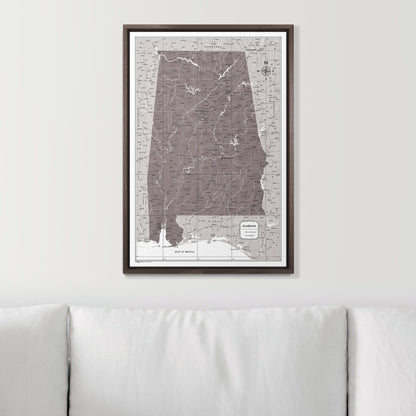 Push Pin Alabama Map (Pin Board) - Dark Brown Color Splash CM Pin Board