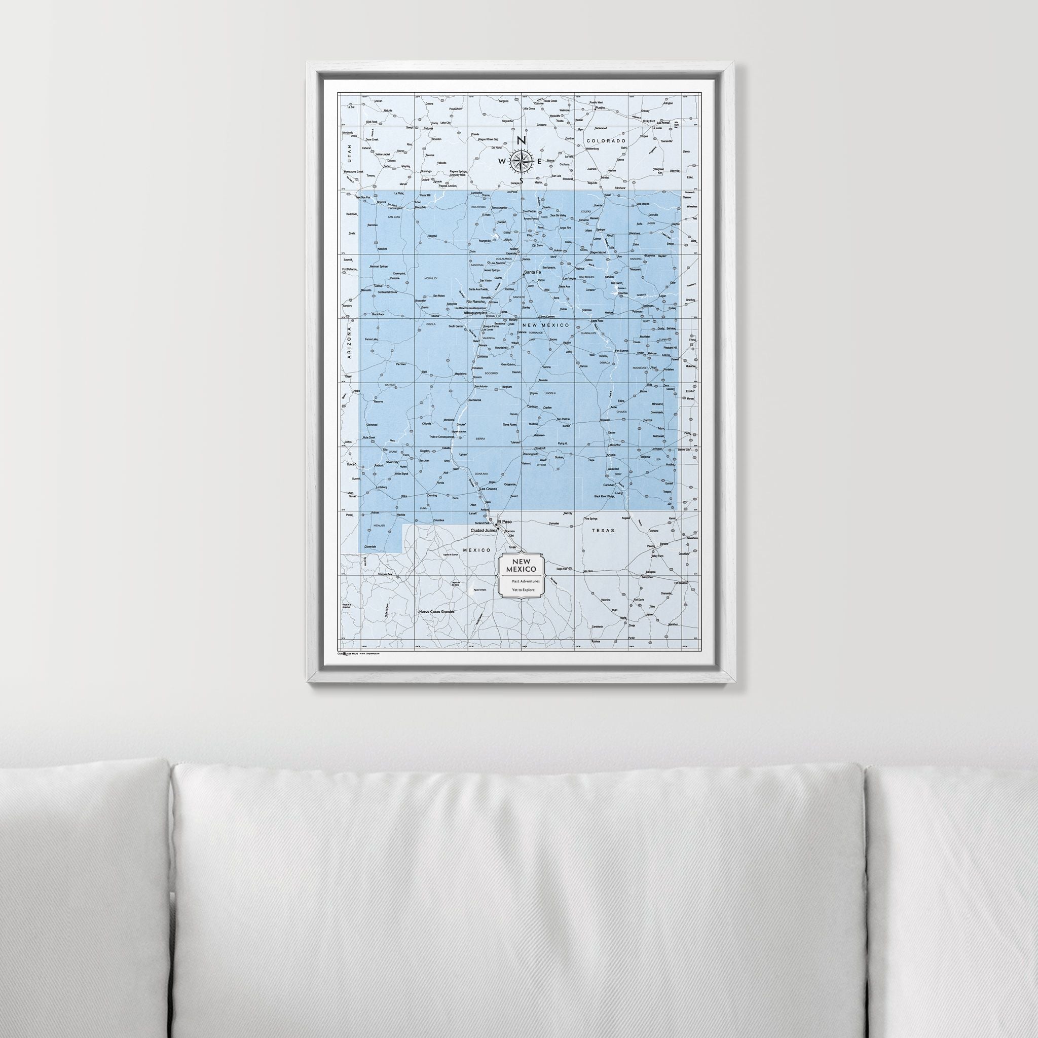 Push Pin New Mexico Map (Pin Board) - Light Blue Color Splash CM Pin Board