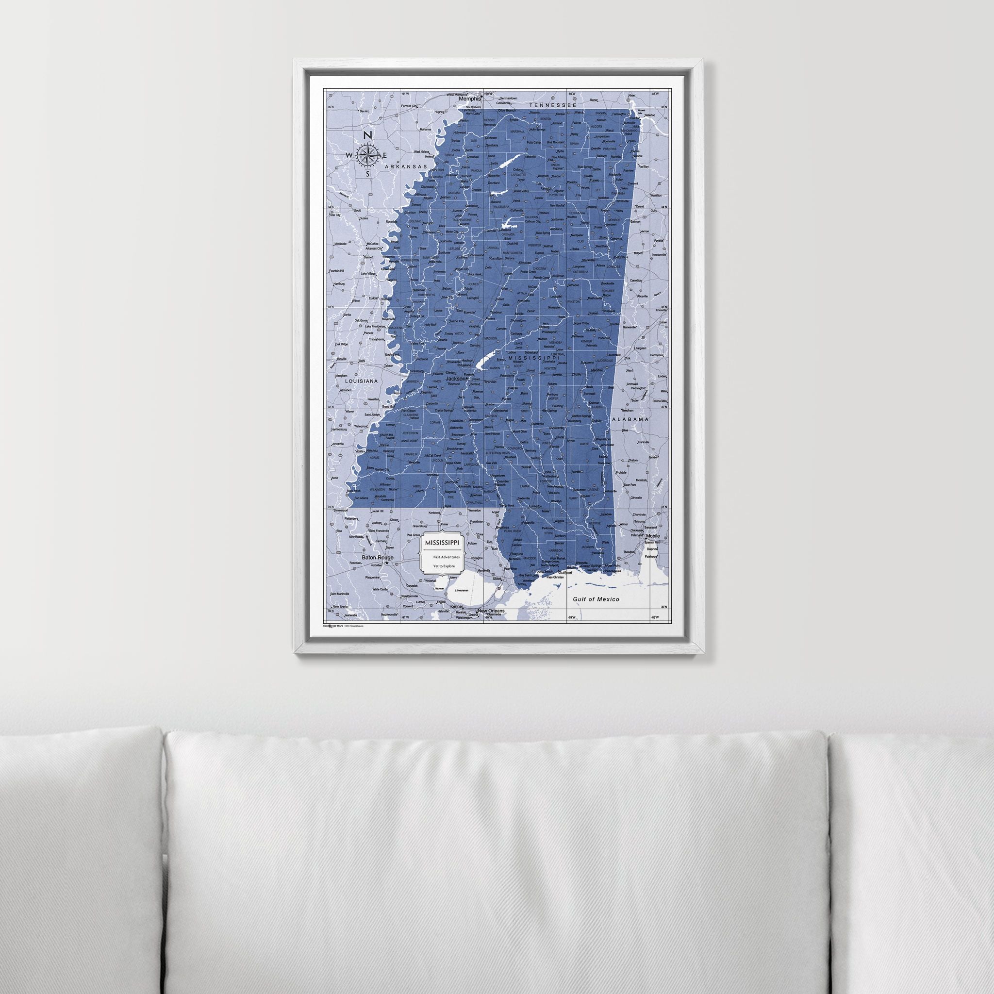 Push Pin Mississippi Map (Pin Board) - Navy Color Splash CM Pin Board