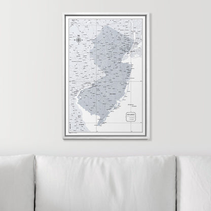 Push Pin New Jersey Map (Pin Board) - Light Gray Color Splash CM Pin Board