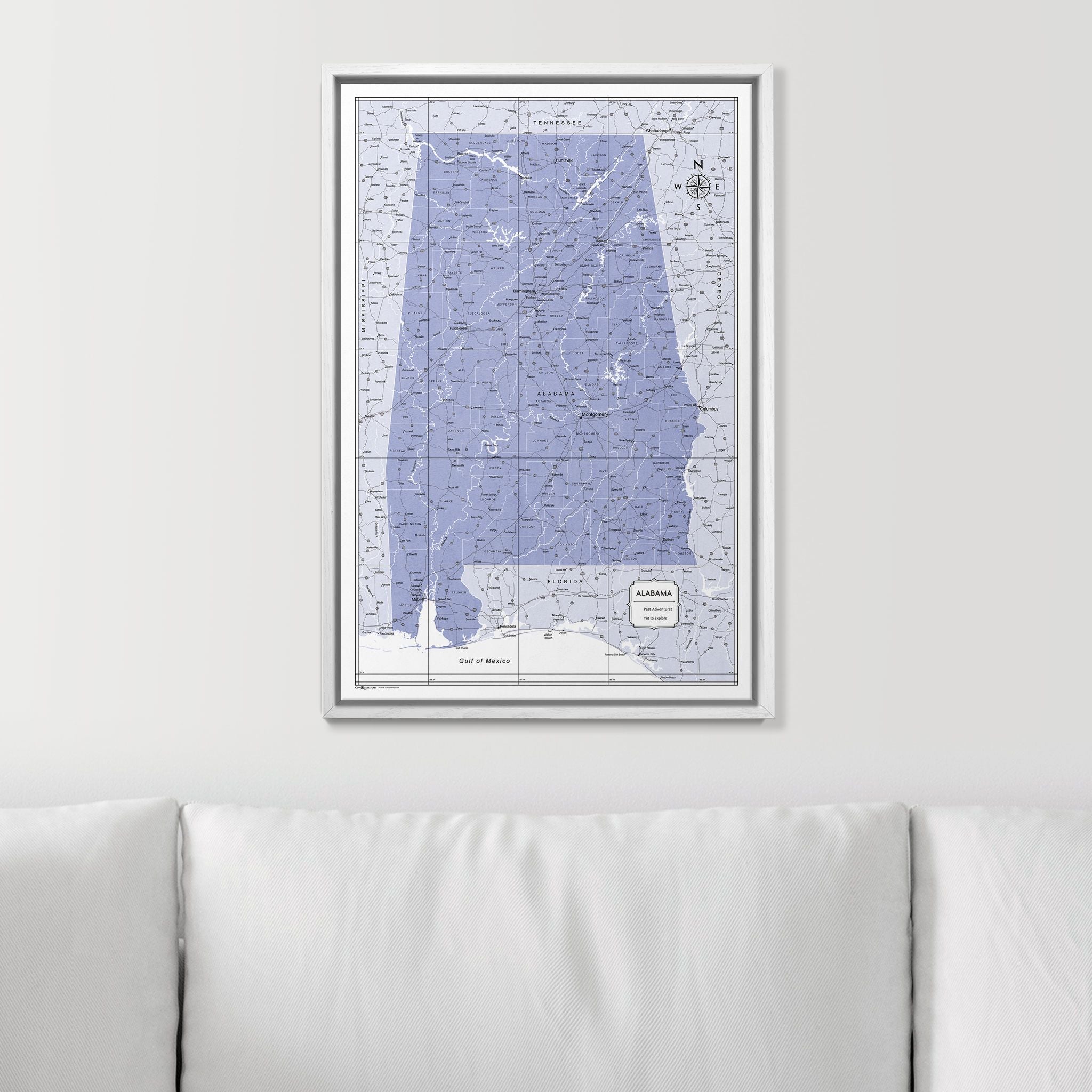 Push Pin Alabama Map (Pin Board) - Purple Color Splash CM Pin Board