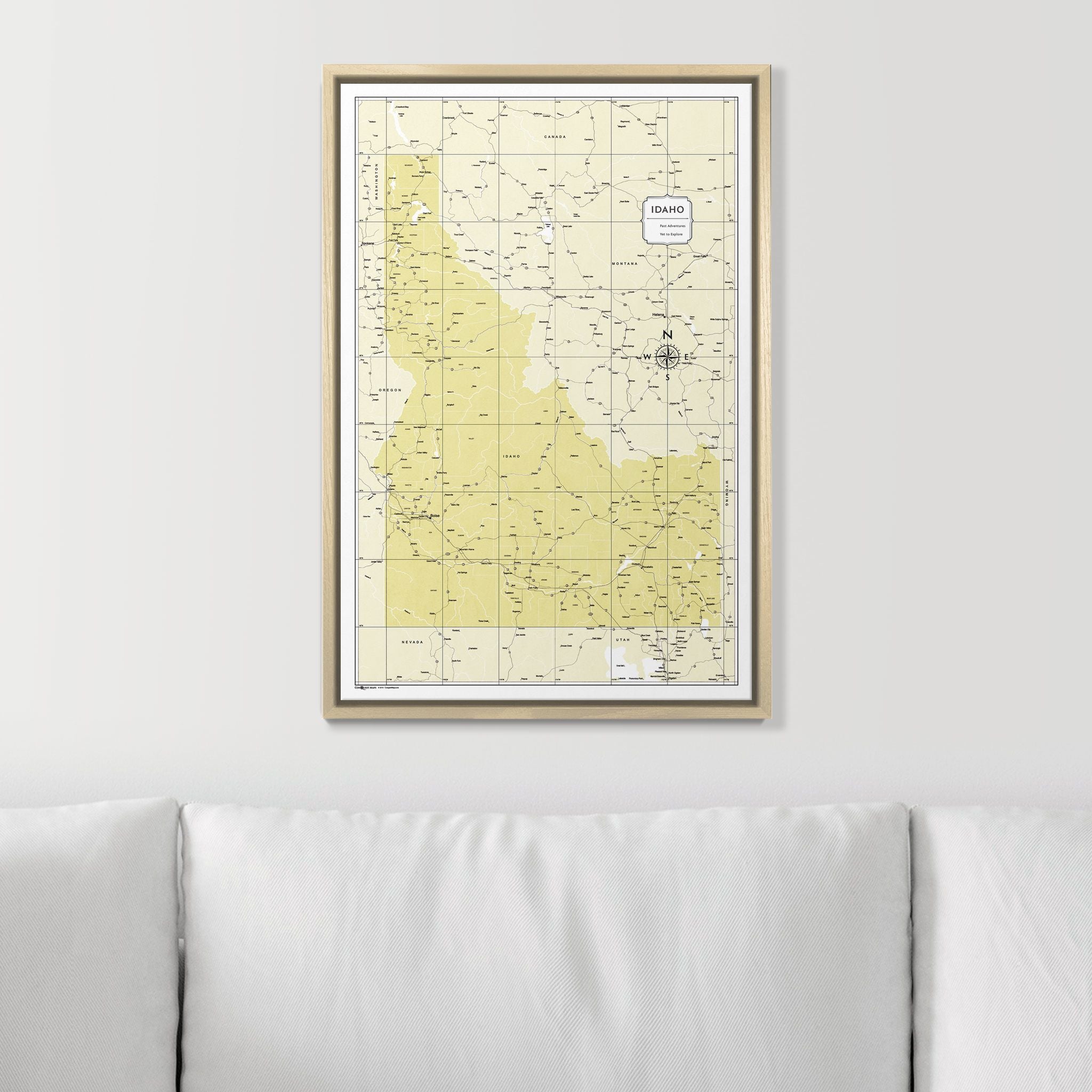 Push Pin Idaho Map (Pin Board) - Yellow Color Splash CM Pin Board