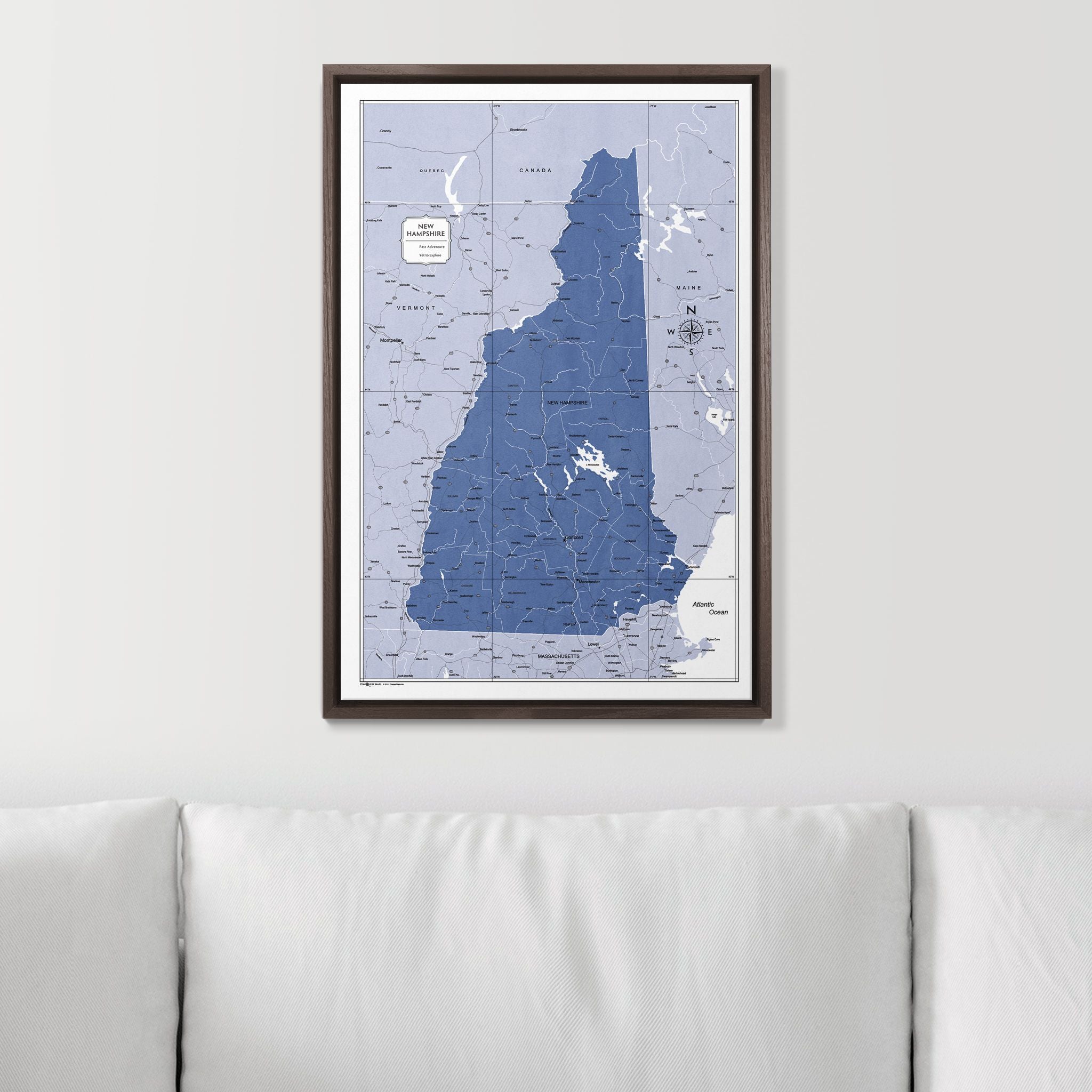 Push Pin New Hampshire Map (Pin Board) - Navy Color Splash CM Pin Board