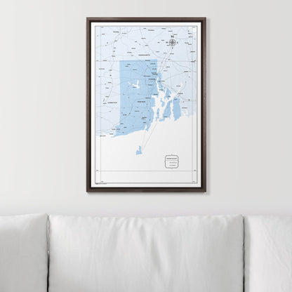 Push Pin Rhode Island Map (Pin Board) - Light Blue Color Splash CM Pin Board