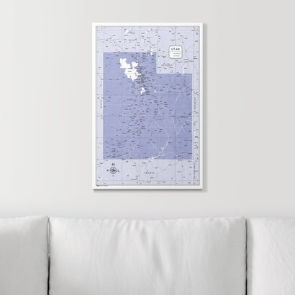 Push Pin Utah Map (Pin Board) - Purple Color Splash CM Pin Board