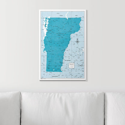 Push Pin Vermont Map (Pin Board) - Teal Color Splash CM Pin Board