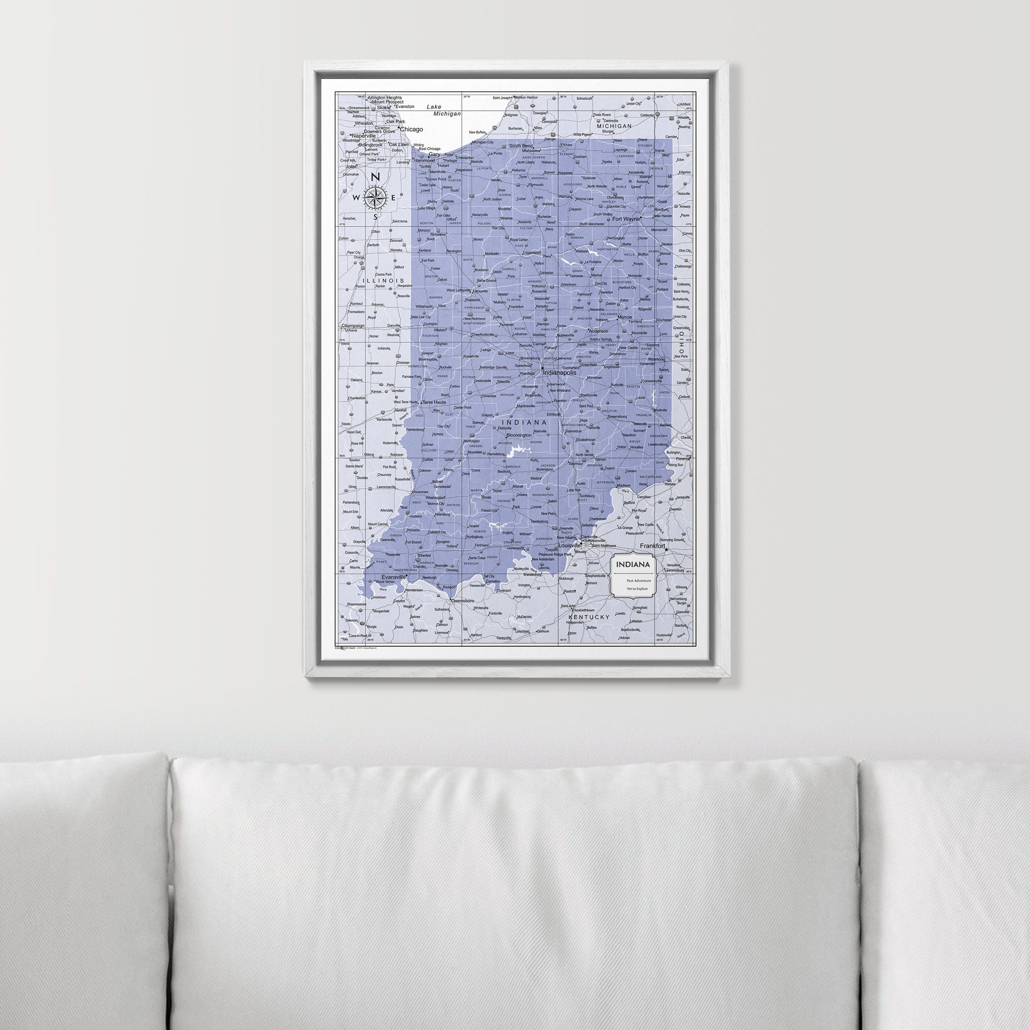 Push Pin Indiana Map (Pin Board) - Purple Color Splash CM Pin Board