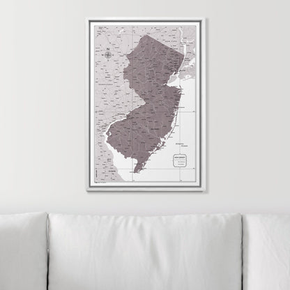 Push Pin New Jersey Map (Pin Board) - Dark Brown Color Splash CM Pin Board