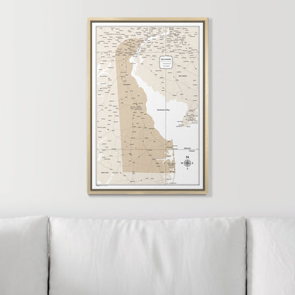 Push Pin Delaware Map (Pin Board) - Light Brown Color Splash CM Pin Board